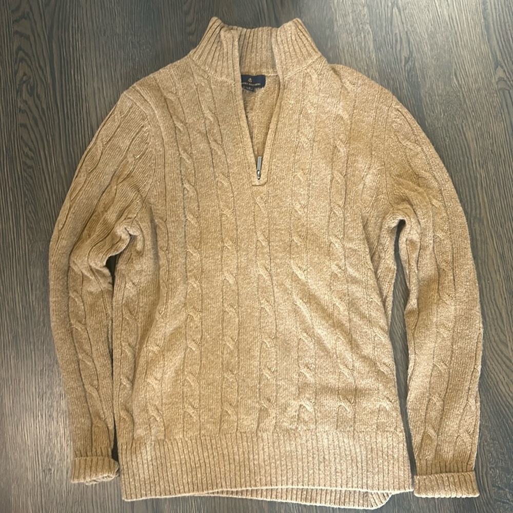 Beige Wool Brooks Brothers Cable Knot Sweatshirt